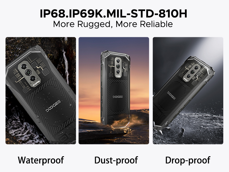DOOGEE Blade 10 Ultra(2024) Téléphone Portable Incassable Android 14, 20GO+256GO(2TO) Smartphone Incassable, 6.56'' HD+, 50MP+8MP Téléphone De Chantier 5150mAh, 3 Card Slots/IP68/IP69K/NFC/Face ID/OTG