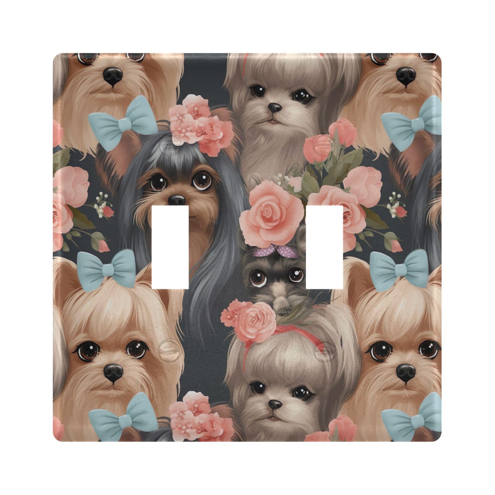 UMIRIKO Cute Yorkshire Terrier Dog Light Switch Cover Plate Covers Decorative Double Toggle Home Decor 202b3284