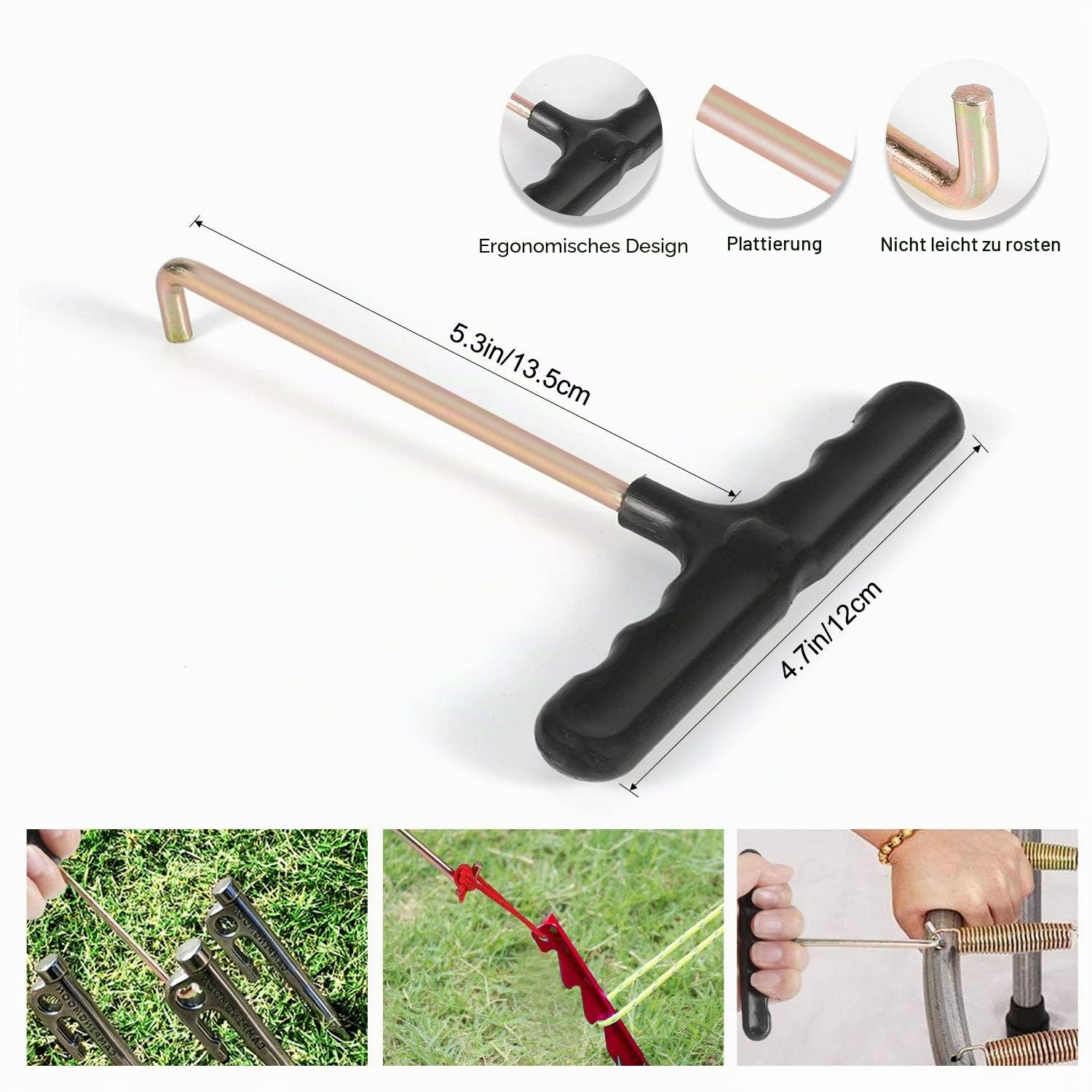 TAGVO Multifunktions Camping Hammer, Multifunktions Outdoor High Carbon Stahl Camping Hammer Zelt Hammer mit Zeltpfahlentferner die Funktion，mit Aufbewahrungstasche