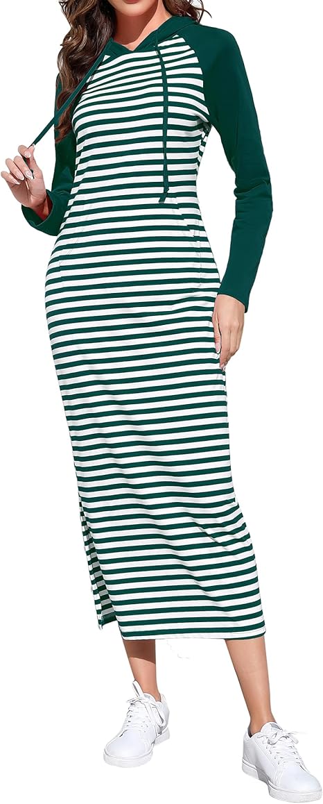 Maxi Skirt BeautyNee Women's Long Sleeve Hoodie Dress Comfy