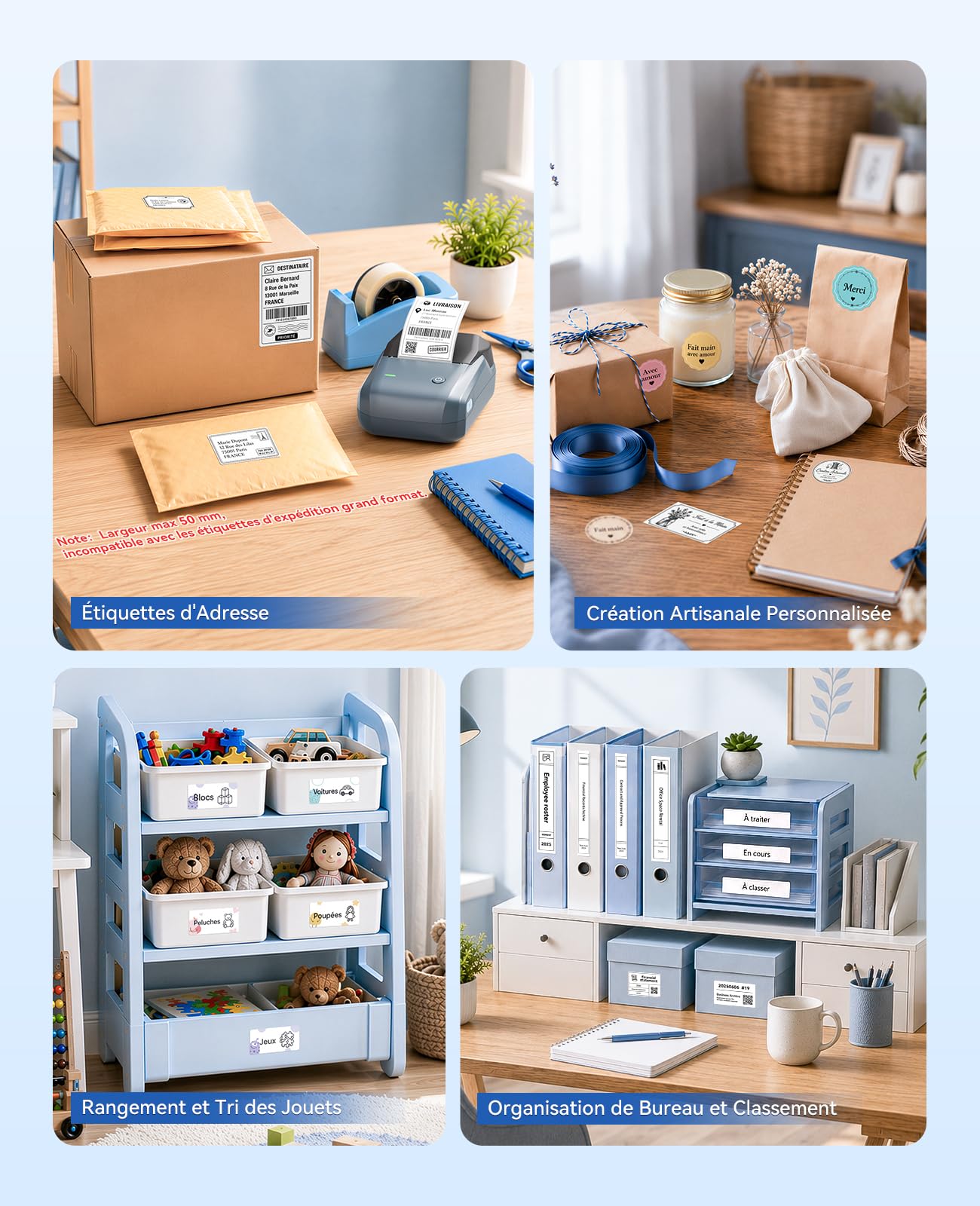 NIIMBOT B1 Pack Économique avec 3 Rouleaux d'Étiquettes, Bleu