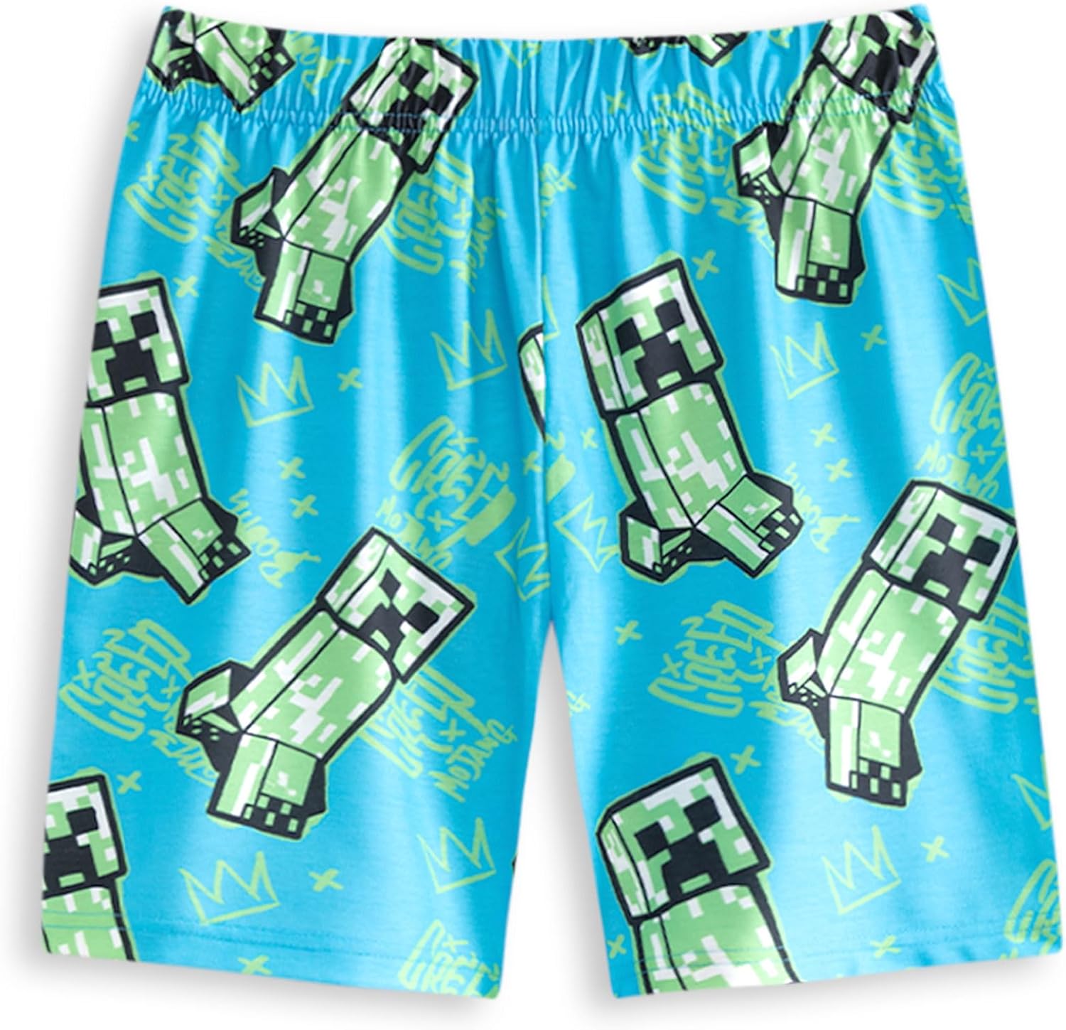 Minecraft Boys 2 Pack Pyjama Set Long OR Short Option | Children Graffiti Print Multi-Pack PJs | Kids Night Bottoms and Tops