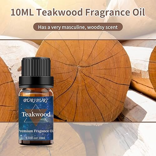 Miniatura 2 de BURIBURI Aceite de fragancia de madera de teca, aceite esencial de aromaterapia, 0.3 fl oz para difusor, fabricación de velas (madera de teca)
