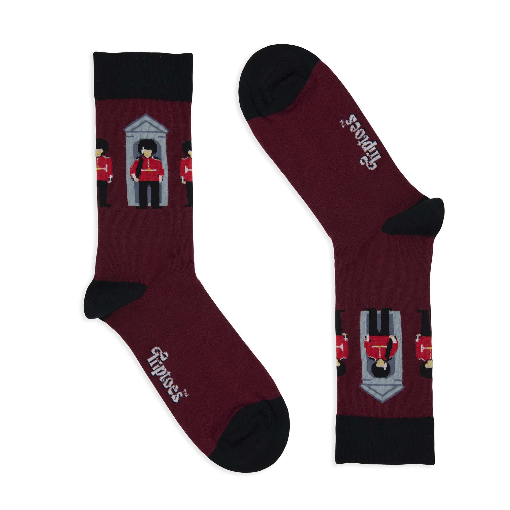 Triptoes Men's Guards Oxblood (Uk Size 7-11) Funky Socks - Uk Novelty Colourful Bamboo British Socks, 7-11