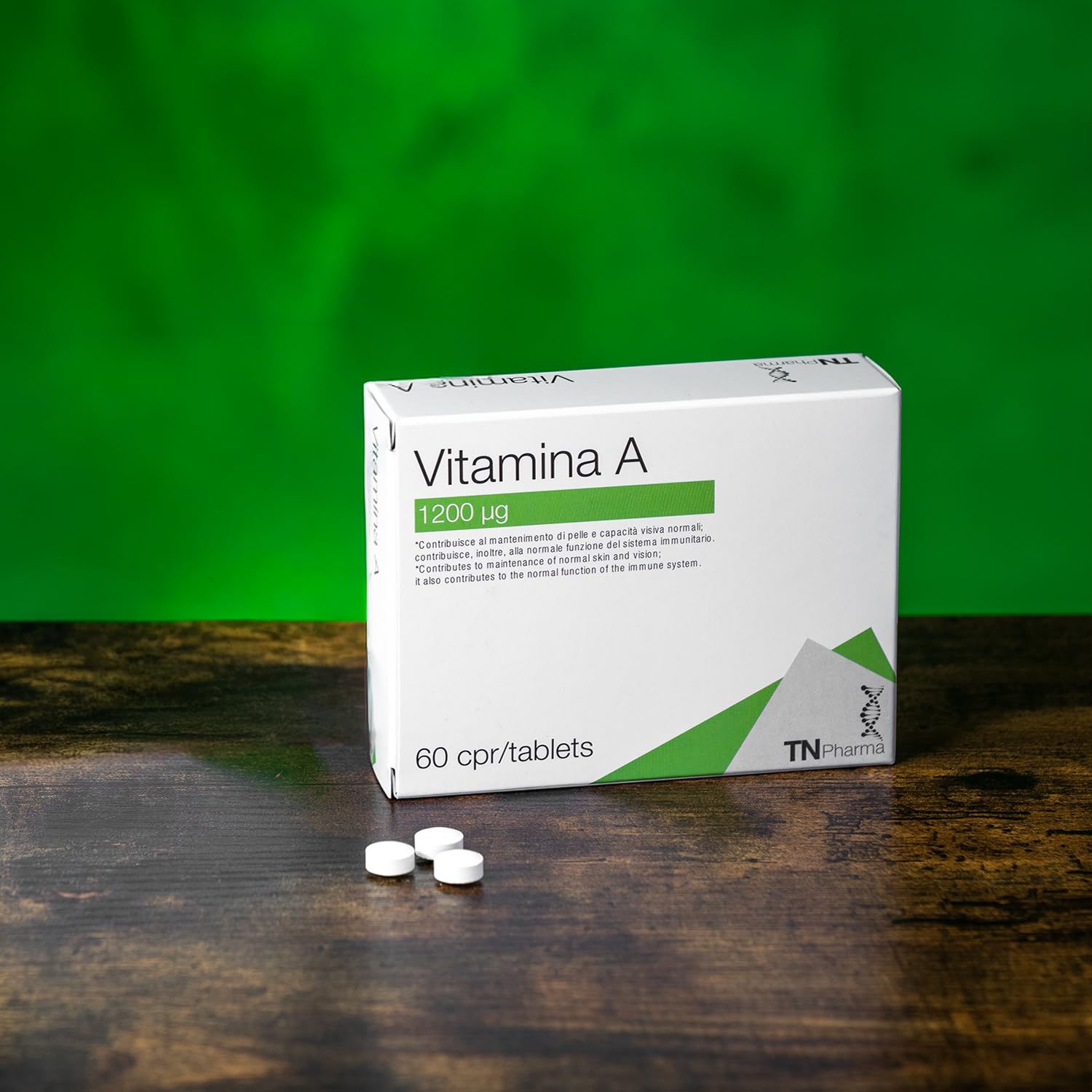 Tn Pharma Vitamina A, 1200 µg, 60 Compresse, Integratore Alimentare, Senza Glutine e Lattosio, Per Sistema Immunitario, Vista e Pelle