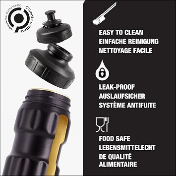 SIGG - Sports Water Bottle - WMB Sports Black - With 3-Stage Sports Cap - Made in Switzerland - Leakproof - Lightweight - Metal - BPA Free - 25 Oz