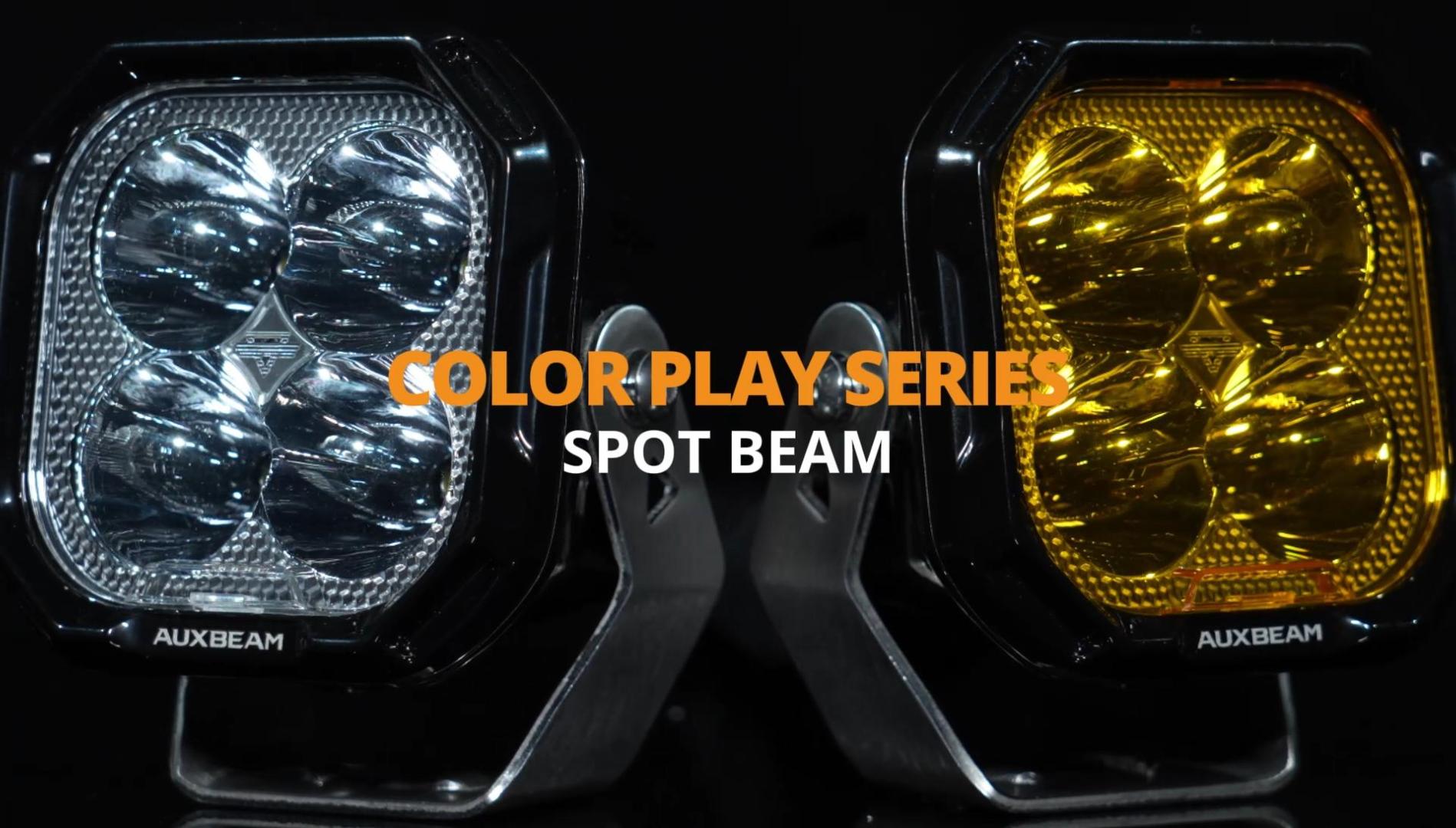 Image of Auxbeam 3 Inch LED Pod Lights, Color Play Series Offroad Driving Light with White DRL & Amber Turn Signal, 11600LM 100W Fog Spot Light, Auxiliary Ditch Lights for Truck Jeep ATV UTV with Covers