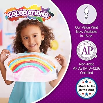 Colorations Paraben-Free Tempera Paint for Kids, Black, 16 oz Bottle | Non-Toxic & Made in the USA