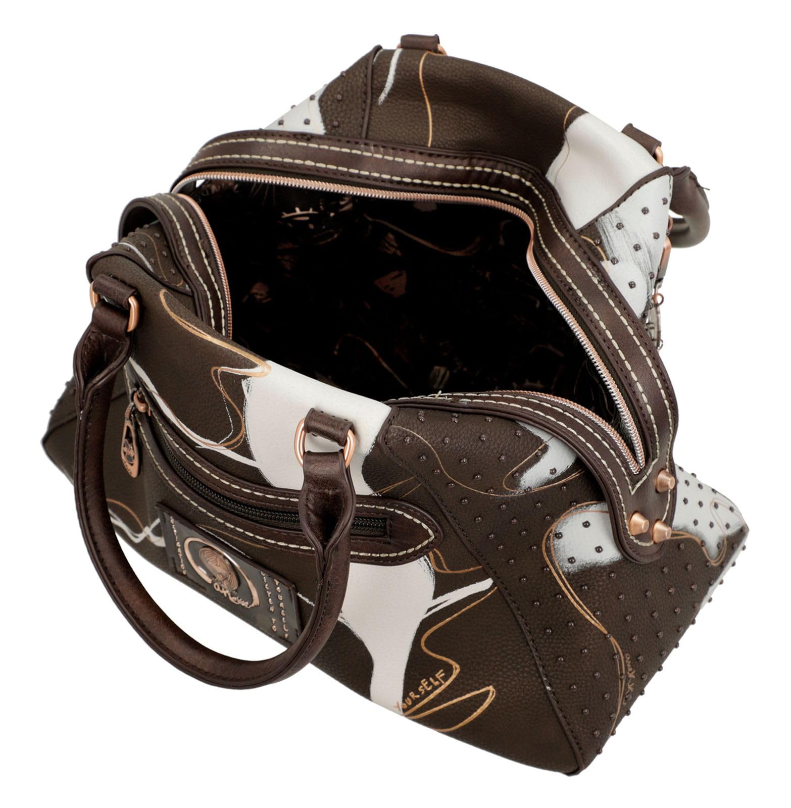 Anekke - Bolso para Mujer - Bolso de Polipiel con 2 Asas, Bandolera y Cierre de Cremallera - Color Marrón Shoen - Accesorios y Complementos de Mujer - Medidas 32x23x15 cm