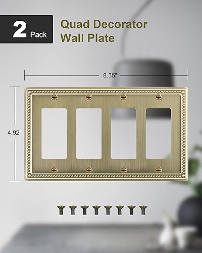 Miniatura 9 de TREEWELL Paquete de 2 placas de triple interruptor de luz de palanca, cubiertas decorativas de perlas, placa de pared de metal de 3 segmentos de