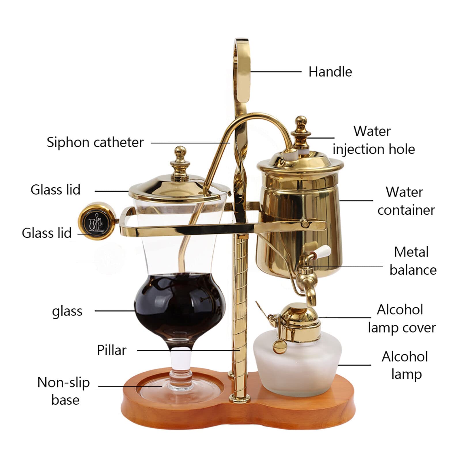 Siphon Balance Kaffeemaschine 400ml Siphon Kaffeemaschine Set Belgische Siphon Kaffeemaschine Vakuum-Kaffeebereiter Kaffee- und Teebrüher