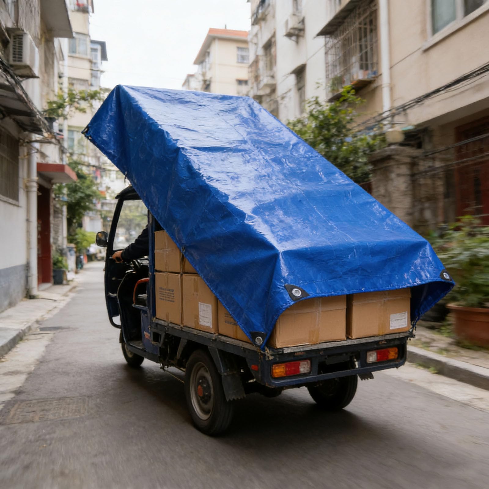 Lona impermeable para terrazas y muebles de jardín en color azul duradero