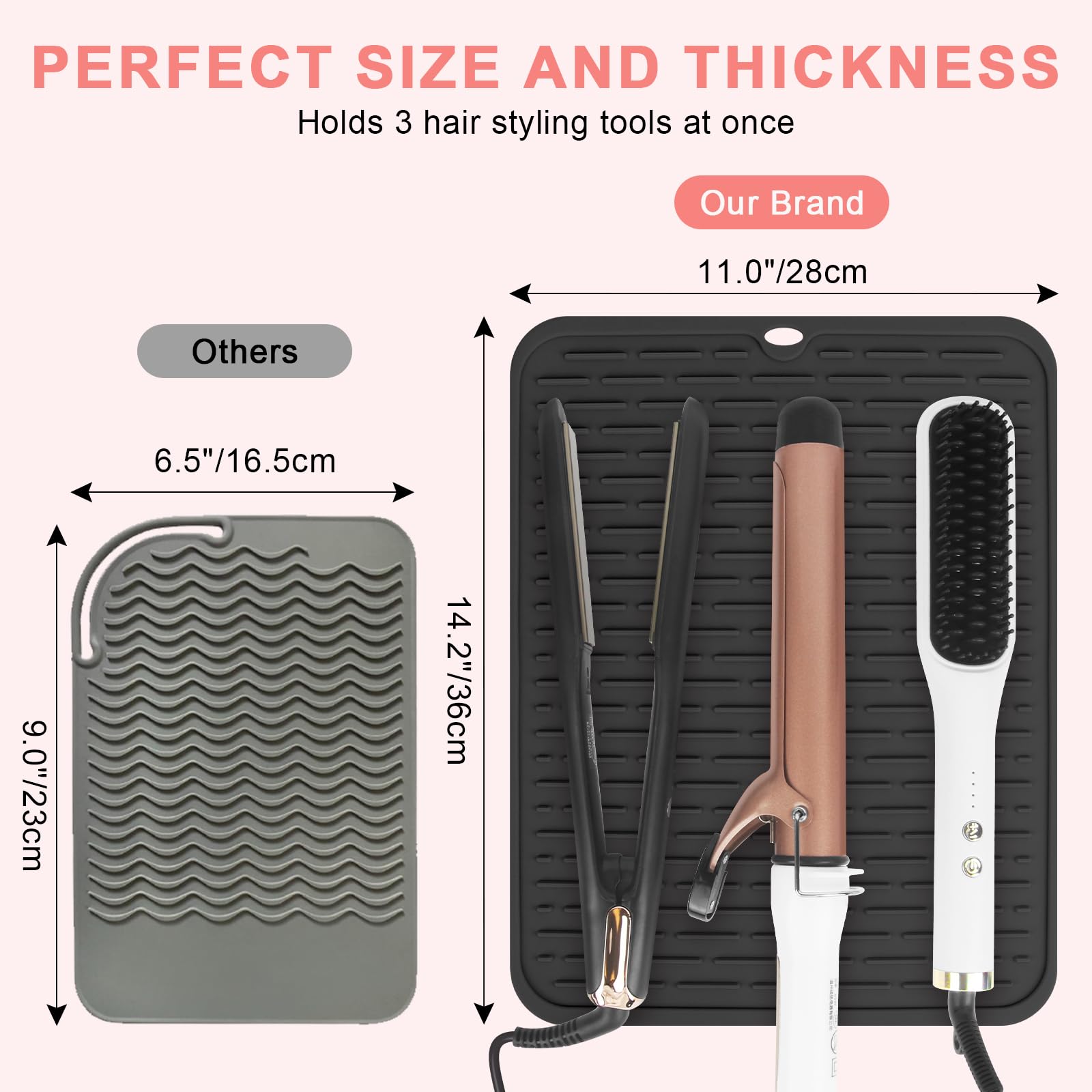 AMIJEAL Hitzebeständige Silikonmatte für Haarwerkzeuge (36,1 x 27,9 cm)