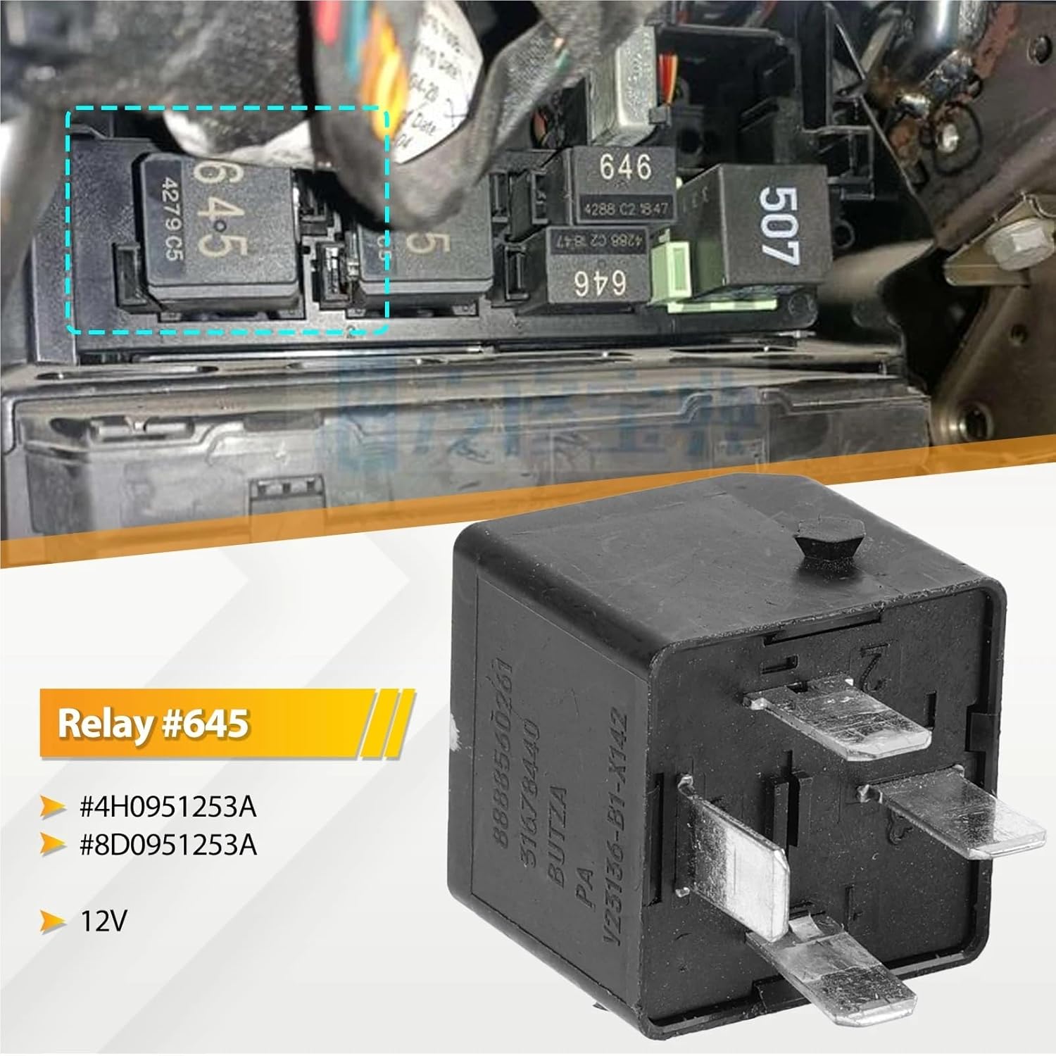 4H0951253A #645 Cooling Fan Relay for Beetle CC Golf ID.4 Jetta Passat Tiguan Touareg for A3 A4 A5 A6 A7 A8 8K0951253