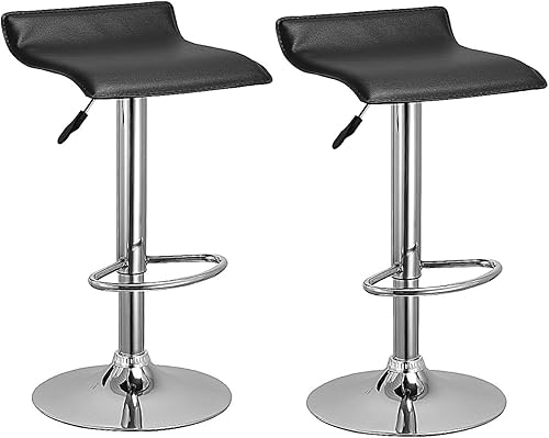LDAILY Juego de 2 taburetes de bar de altura ajustable, taburete de bar de altura de encimera de cocina con asiento giratorio de 360 grados y
