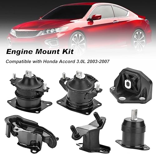 Miniatura 5 de Juego de 6 piezas de montaje de motor compatible con Honda Accord 3.0L 2003-2007 Transmisión automática Motor Mount Reemplazo A4526HY A4527HY A4524