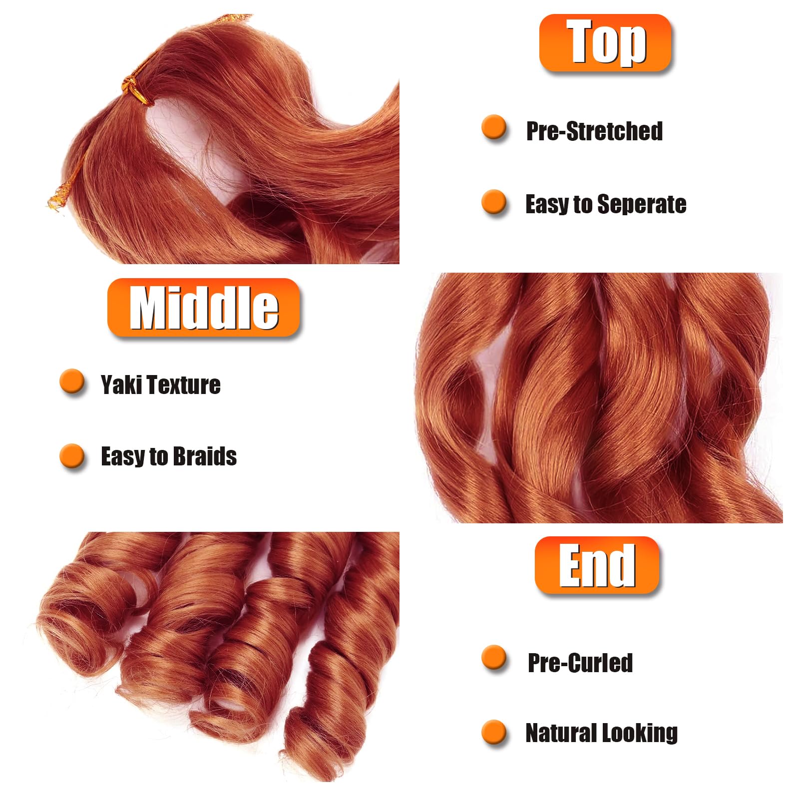 Curly Braiding Hair 24 Inch 8 PacksPre Stretched French Braiding Hair With Curly Ends French Curl Braids Crochet Hair Extensions (350# - Image 3