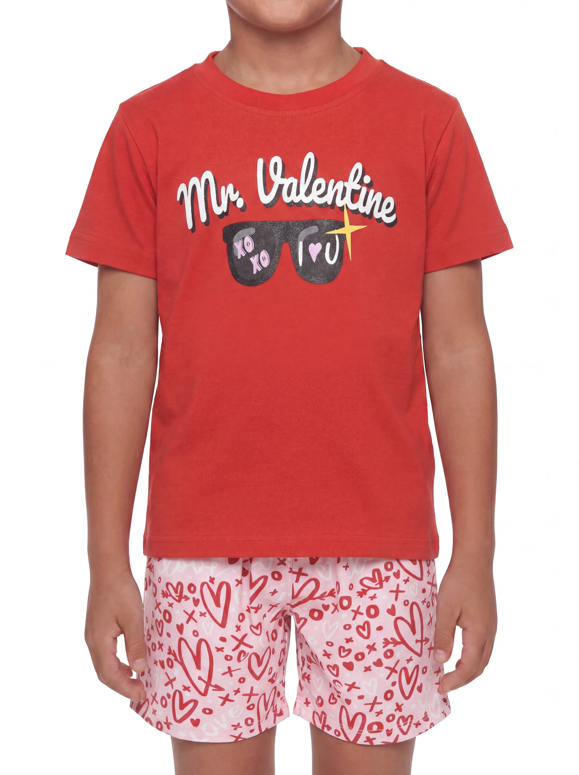 Boys 2pc Shorts Set Outfit Short Sleeve Shirt with Classic Applique Print and Shorts