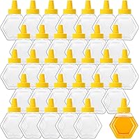 Ziliny 32 Pack 7oz Hexagon Honey Squeeze Bottles - Clear Plastic Beehive Jars with Spout Lids for Mess-Free Dispensing
