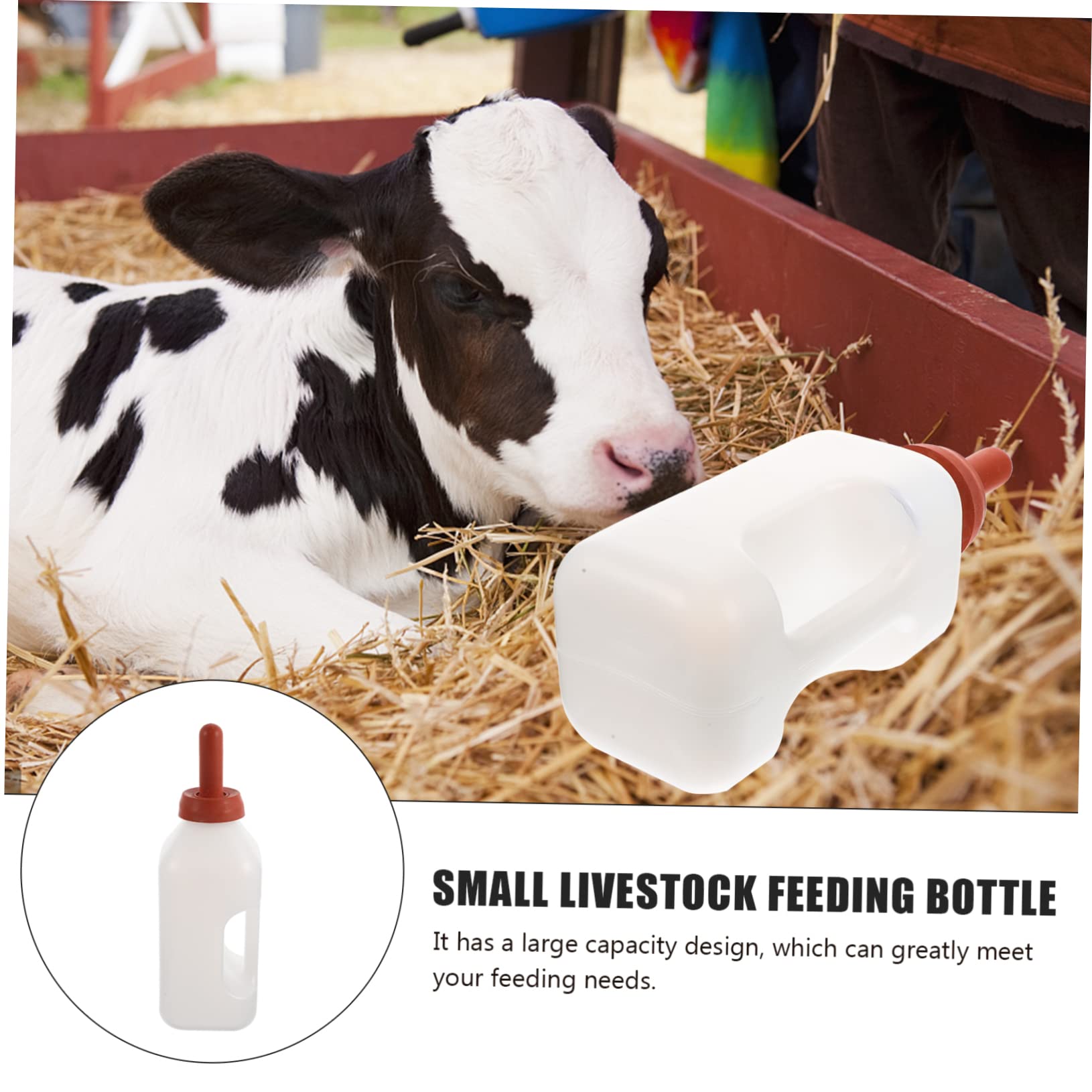 Vaguelly Calf Milk Feeding Bottle with Handle 12Oz Large Capacity Nursing Bottle for Young Livestock Feeding Lamb and Calf Nursing Tool - Image 2