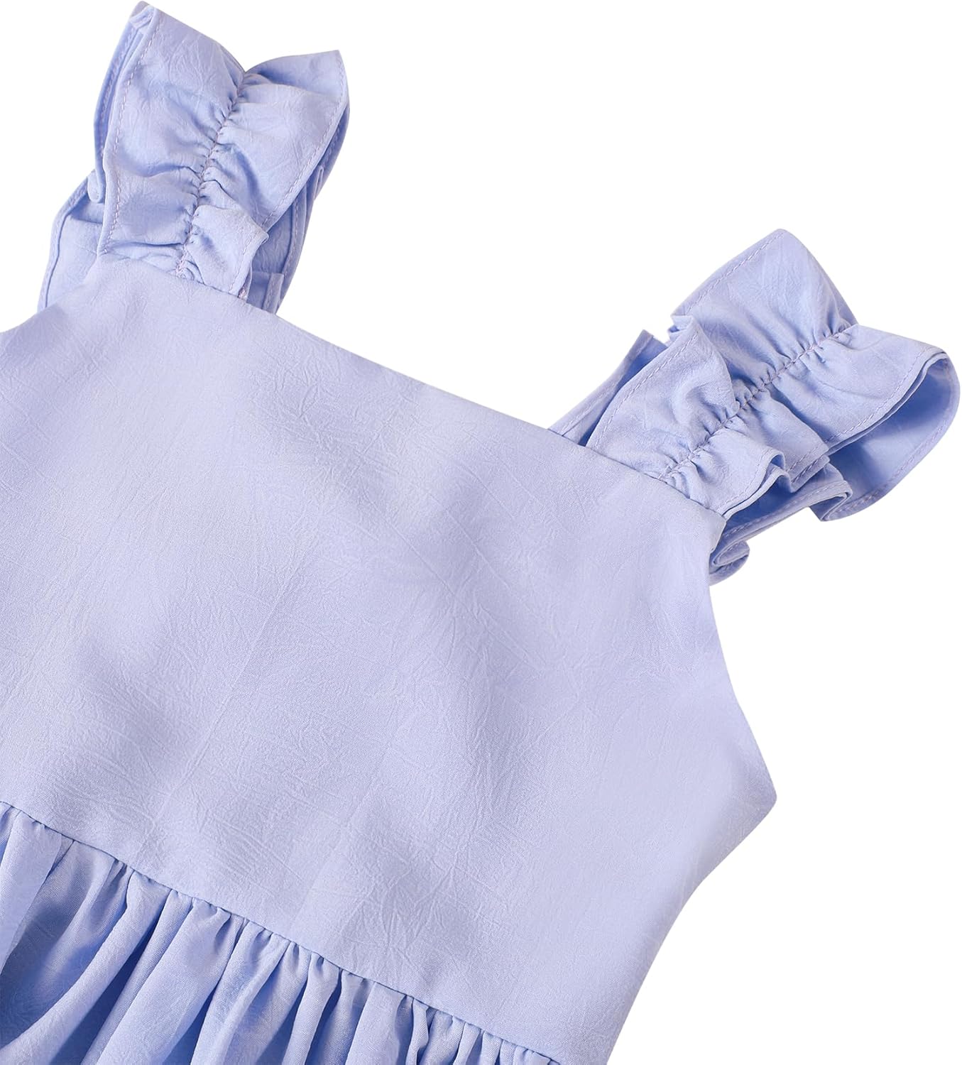 Flofallziqe Girls Casual Dress Summer Ruffle Shoulder Cute Bow Back Kid Boho Sundress for 4-12 Years 8 Years Lavender image 6 of 8 B0DYN4Q8KK