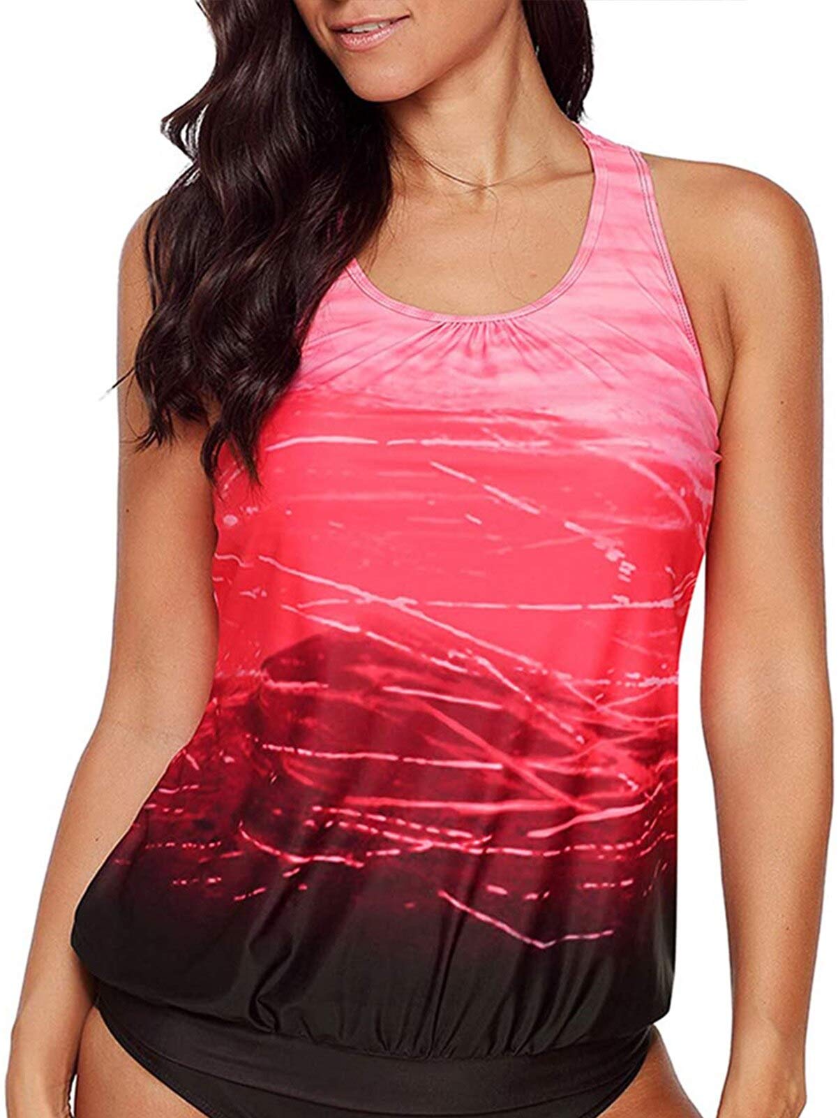 BIKINXTankini Top Swimsuit Tops for Women Modest Tummy Control Swim Tops Plus Size Bathing Suit Top S-XXXL No Bottom