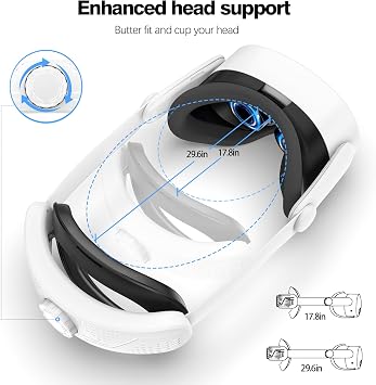 Headstrap for Meta Quest 3s Accessories, Quest 3S Elite Strap, MetaQuest 3S Head Strap, Adjustable Comfortable VR Headset Replacement Strap to Reduce Face and Head Pressure (T3-White)