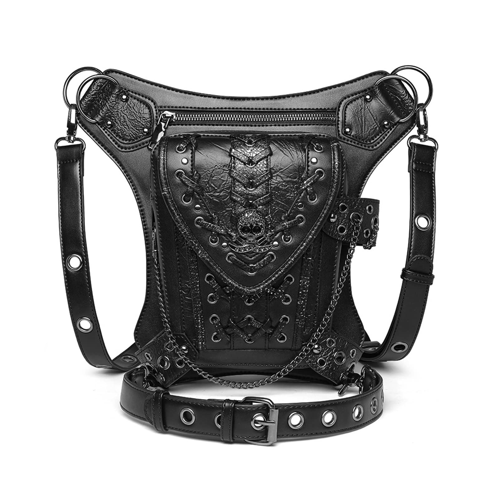 Sac de Taille Punk Vélo de Plein air Cyclisme Randonnée Pochette Épaule Sac à bandoulière pour Le Cyclisme Randonnée