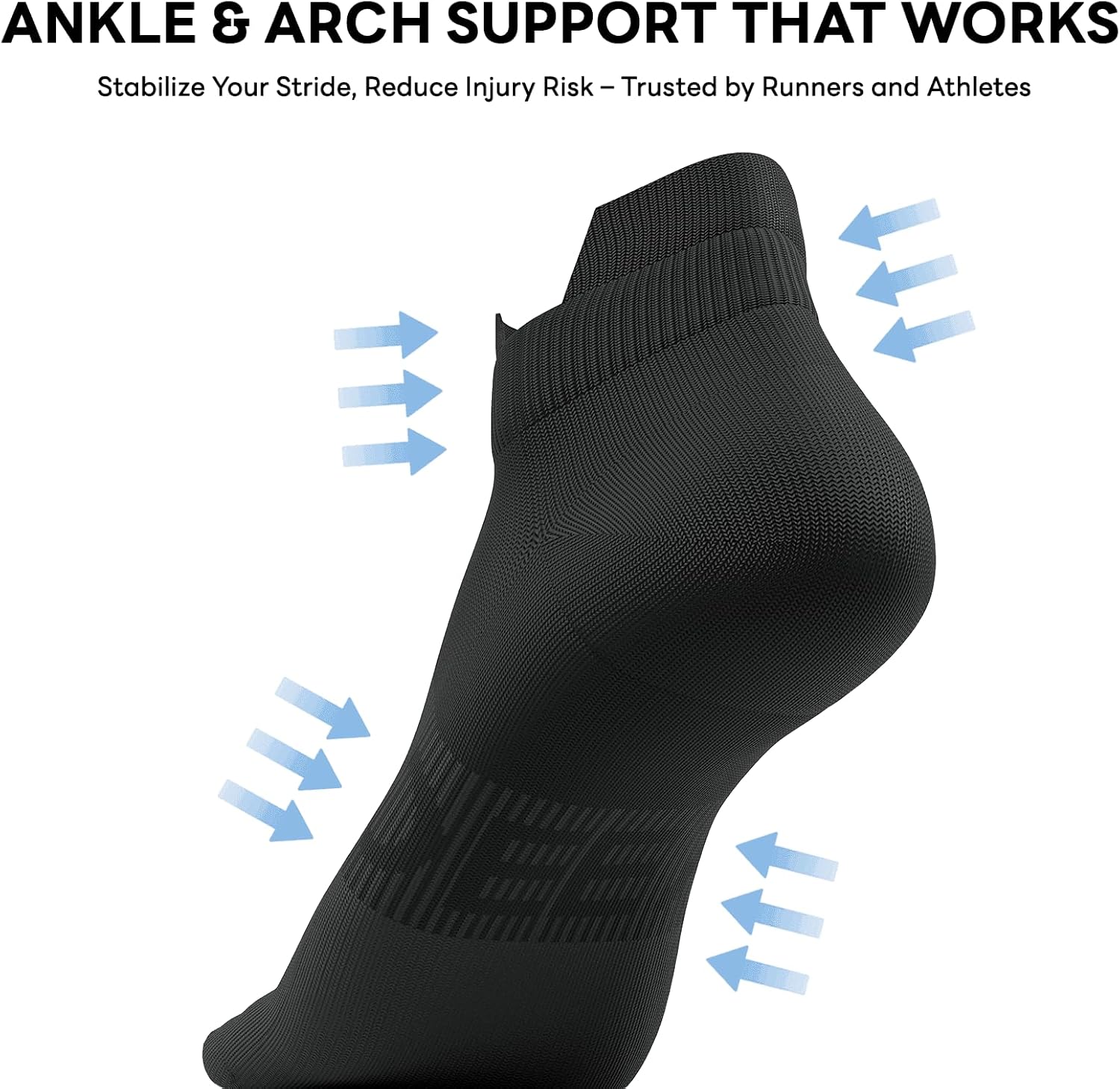 6 Pairs Ankle Compression Socks Men Women 15-20 mmHg Low Cut Athletic Running Arch Support for Travel Nurses Flight - Image 6