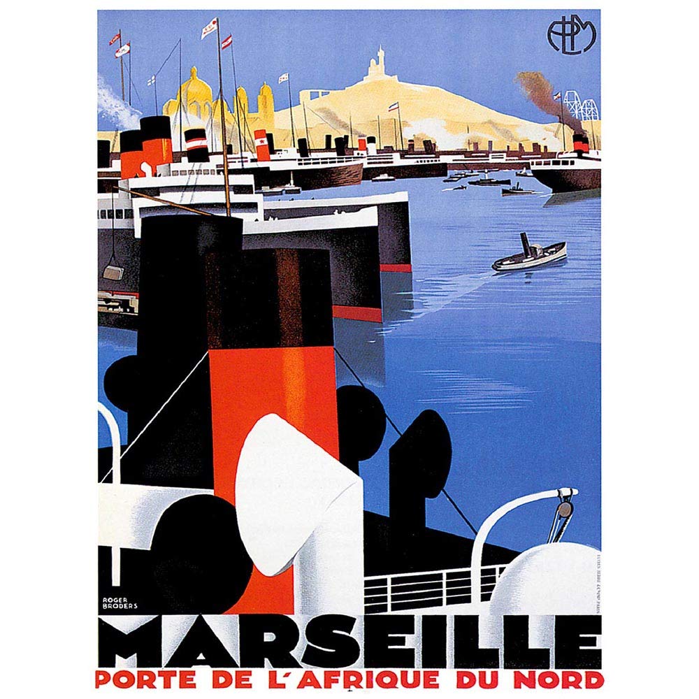 Wee Blue Coo Travel Tourism Marseilles France Mediterranean Vintage Advertising Art Print Poster Wall Decor 12X16 Inch
