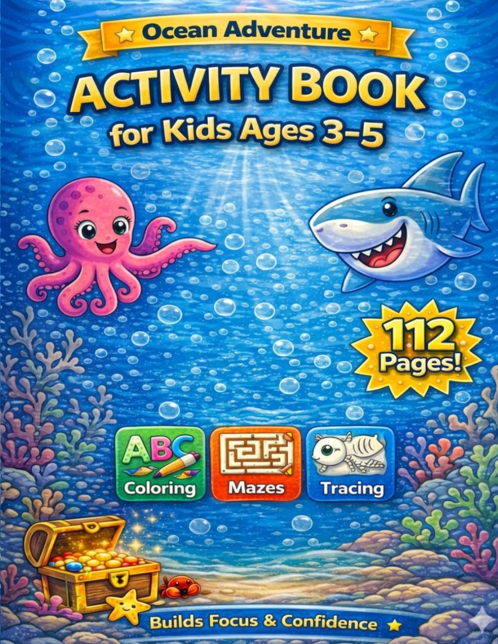 Ocean Activity Book for Kids Ages 3–5: Fun & Screen-Free Learning | Coloring, Tracing, Mazes + Bonus Answers