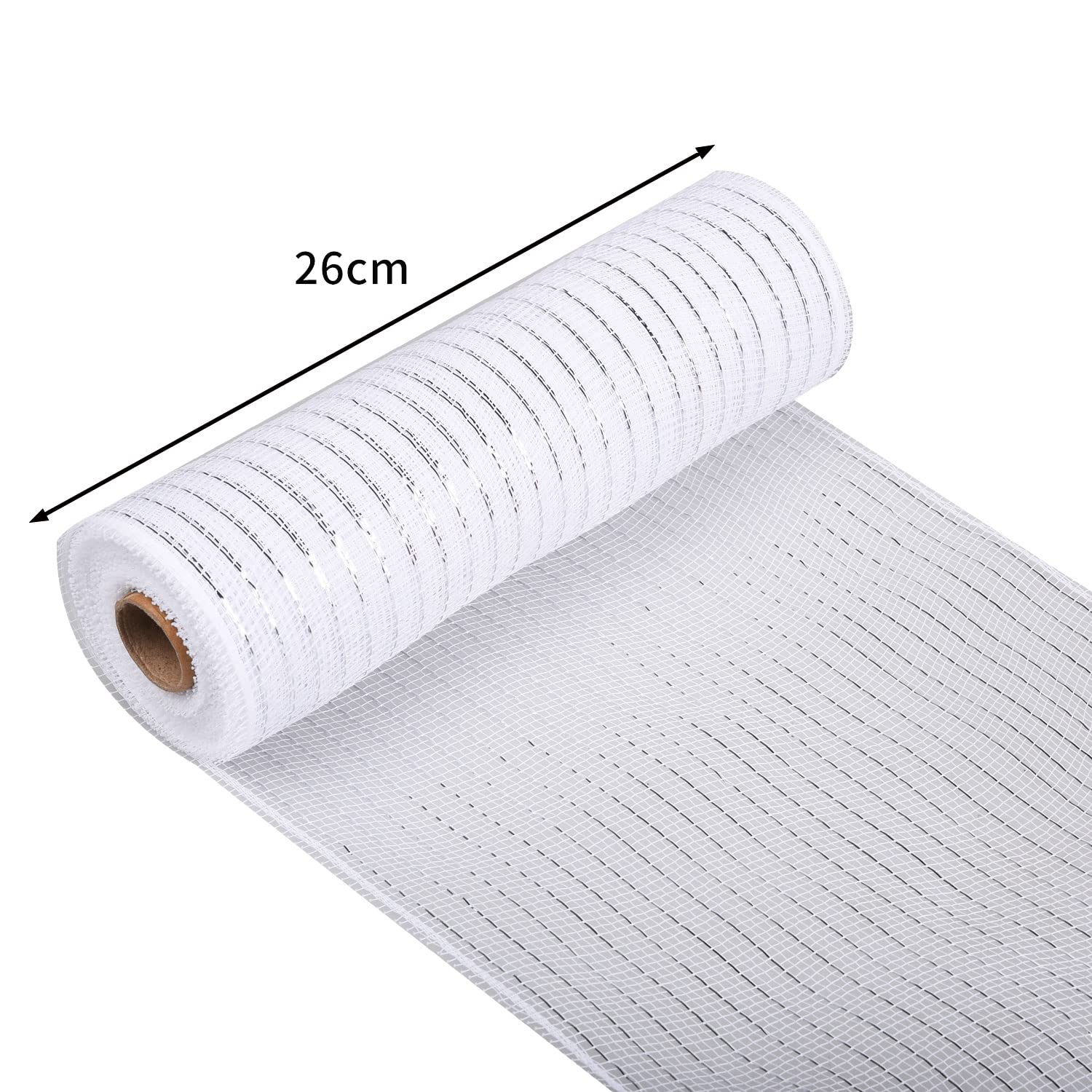 Jomnvo 10 Inch x 10 Yards White Christmas Deco Poly Mesh Ribbon Metallic Foil Deco Mesh Ribbon Christmas Party Decoration Wreath Making - Image 2