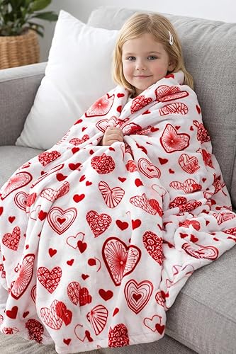 Miniatura 3 de Manta de amor de San Valentín corazones bohemios con corazones modernos contemporáneos y tradicionales de diseño rojo y blanco, terciopelo de