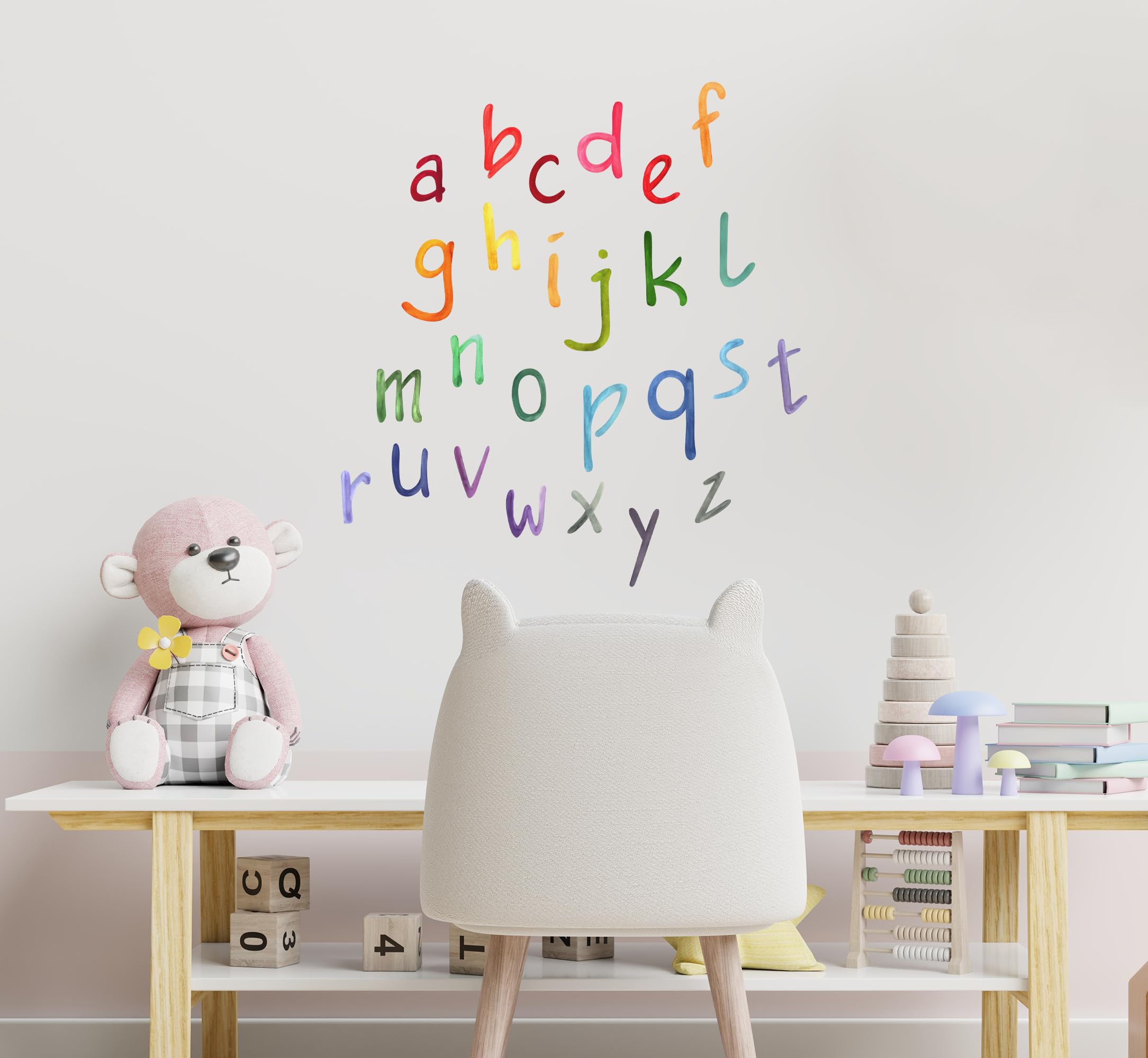 Alphabet Wall Decals - Educational ABC Wall Stickers, Set of 26 Alphabet Decals for Walls, Vinyl Letters for Kids Learning, Easy Peel and Stick, Ideal Nursery Wall Decal