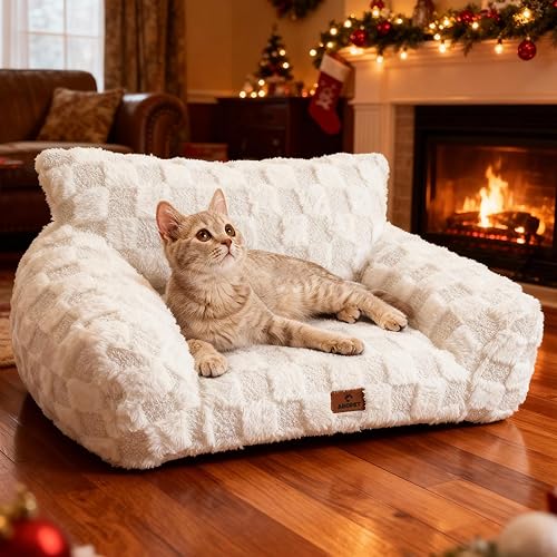 Miniatura 22 de Cama para gatos, sofá para cachorros y gatitos, sofá esponjoso para mascotas, sofá cama pequeño para perros, sofá de apoyo para gatos de interior,