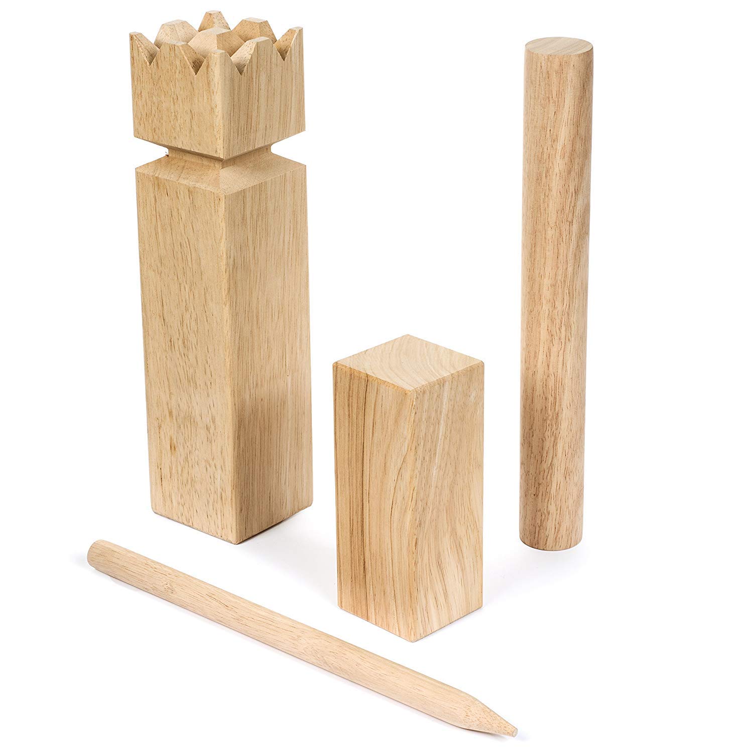 Kubb Jeu viking en bois en caoutchouc FSC® de qualité supérieure, jeu d'échecs suédois pour adultes et enfants