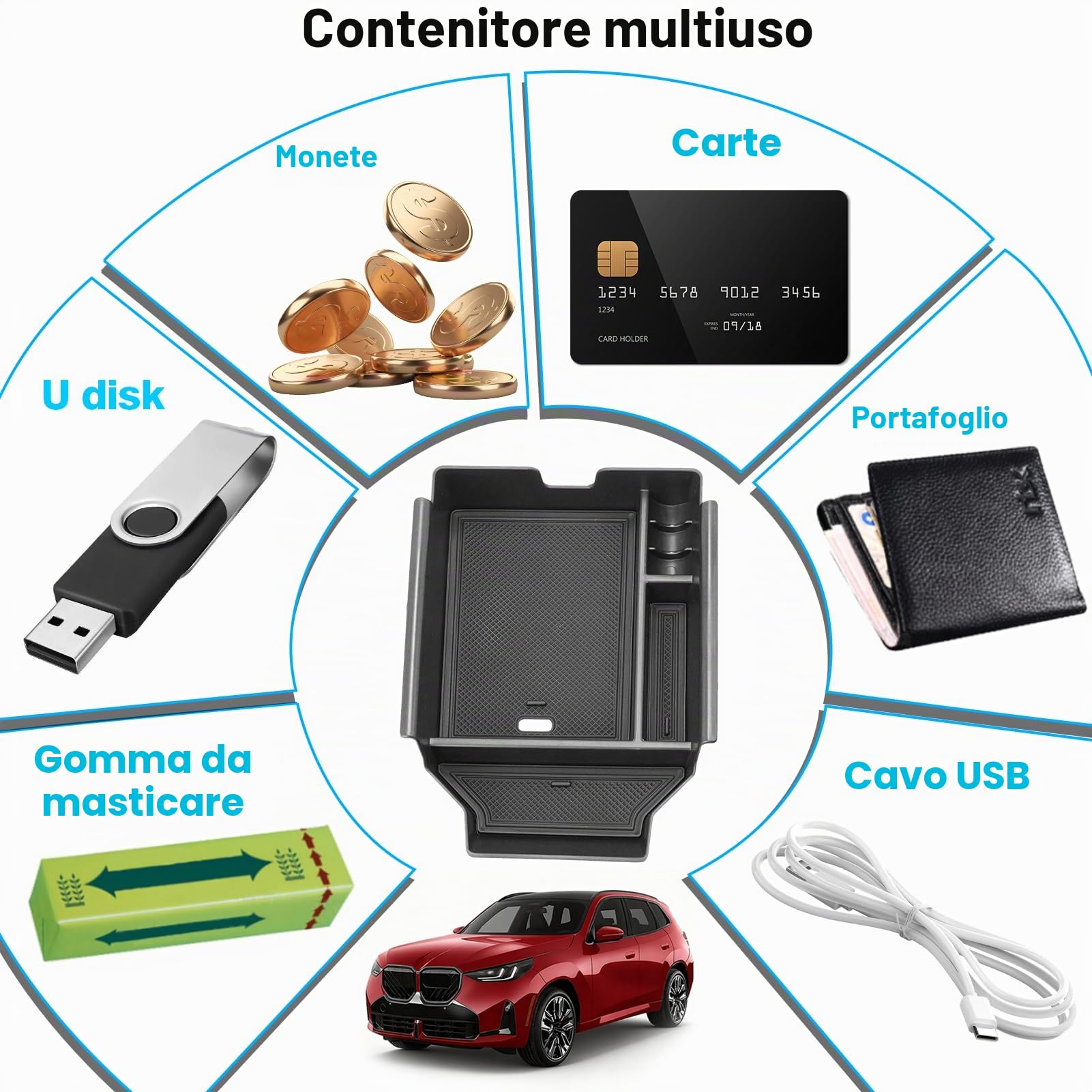 TTCR-II Compatibile con Console Centrale Scatola Portaoggetti BMW X3 G45 | Braccioli Scatola Portaoggetti X3 G45 2025 2026 Plug-in Hybrid XDrive Console Bracciolo Organizzatore Accessori Interni BMW