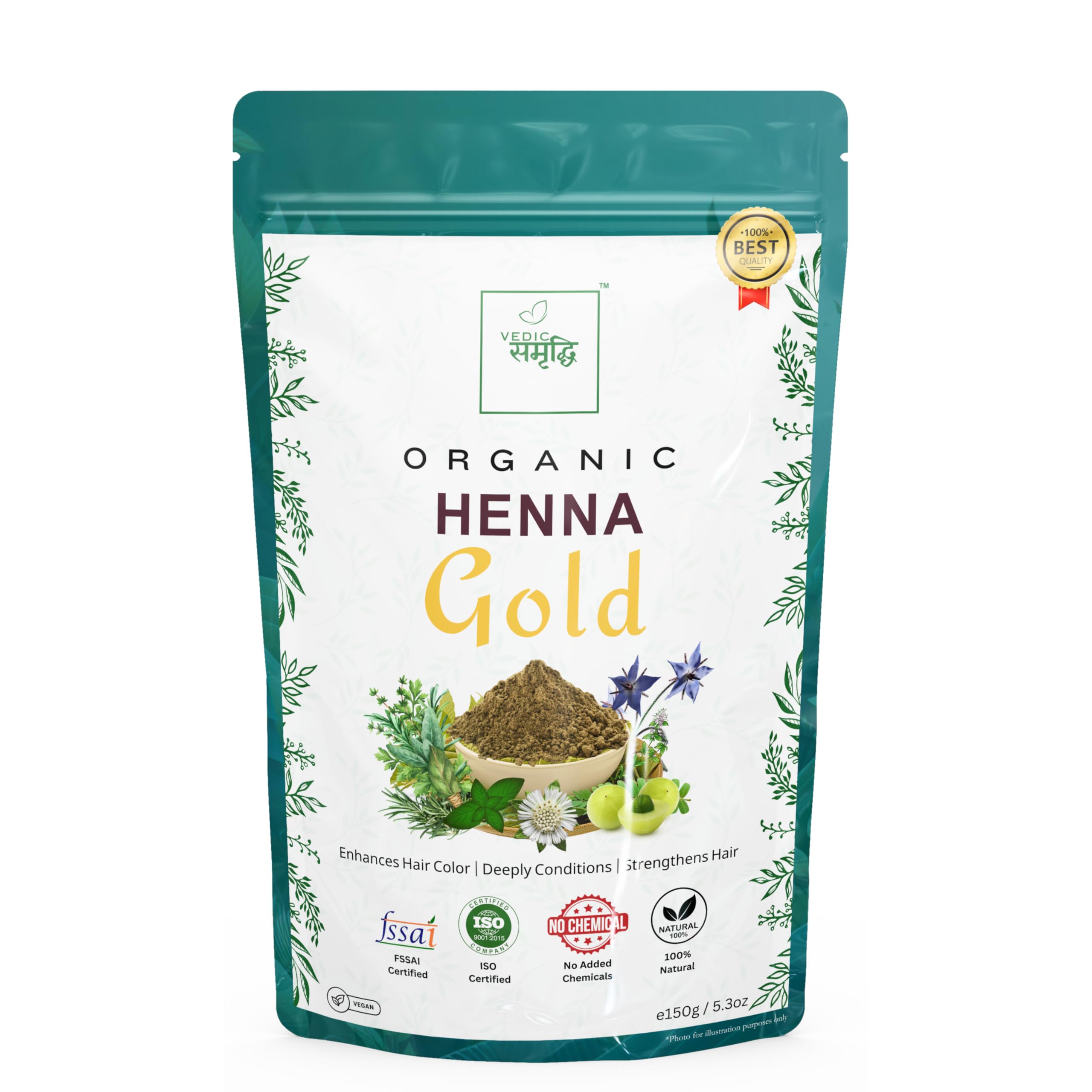 Samriddhi Organics Henna Gold Powder | Herbal Henna Blend for Deep Conditioning & Rich Hair Color | Strengthens & Nourishes Hair | 100% Natural & Chemical-Free | 150g-image-1