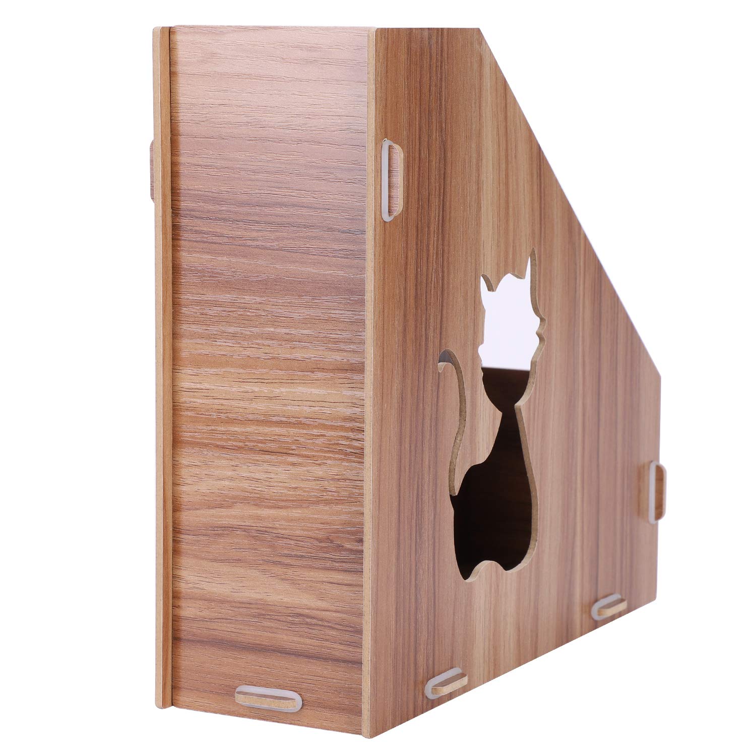 Portariviste In Legno Con Gatto Vuoto: Organizer Per Tavolo Ufficio E Casa