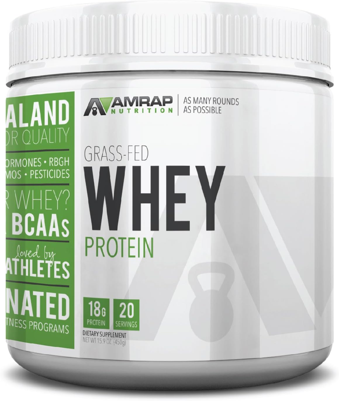 AMRAP Nutrition Whey Protein, 100% Pure Whey Protein Concentrate from Grass-Fed New Zealand Cows - Rich in Branched-Chain Amino Acids (BCAAs) - Speeds Recovery & Aids Muscle Repair