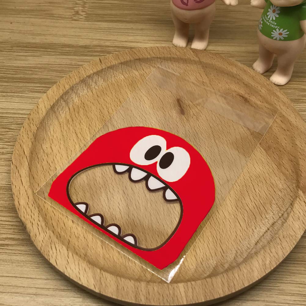 Brussels Red Brussels08 100Pcs Cartoon Monster Print Cookie Bags Candy Biscuit Plastic Bags Gift Packing Bag Biscuits Self-Adhesive Bags Resealable Bags For Christmas Wedding Favor Birthday