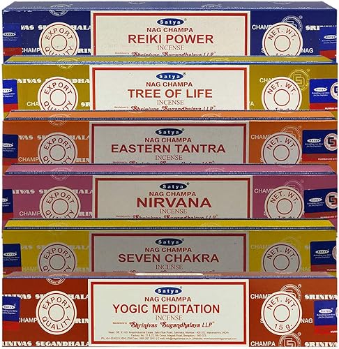 Vista 26 de Satya - Paquete surtido de varillas de incienso #1 y soporte para varillas de incienso con 6 fragancias de la serie natural