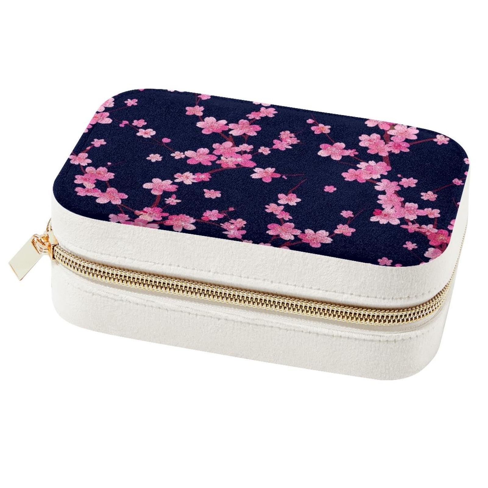 Boîte à bijoux portable fleurie pour organiser vos colliers en voyage et week-end