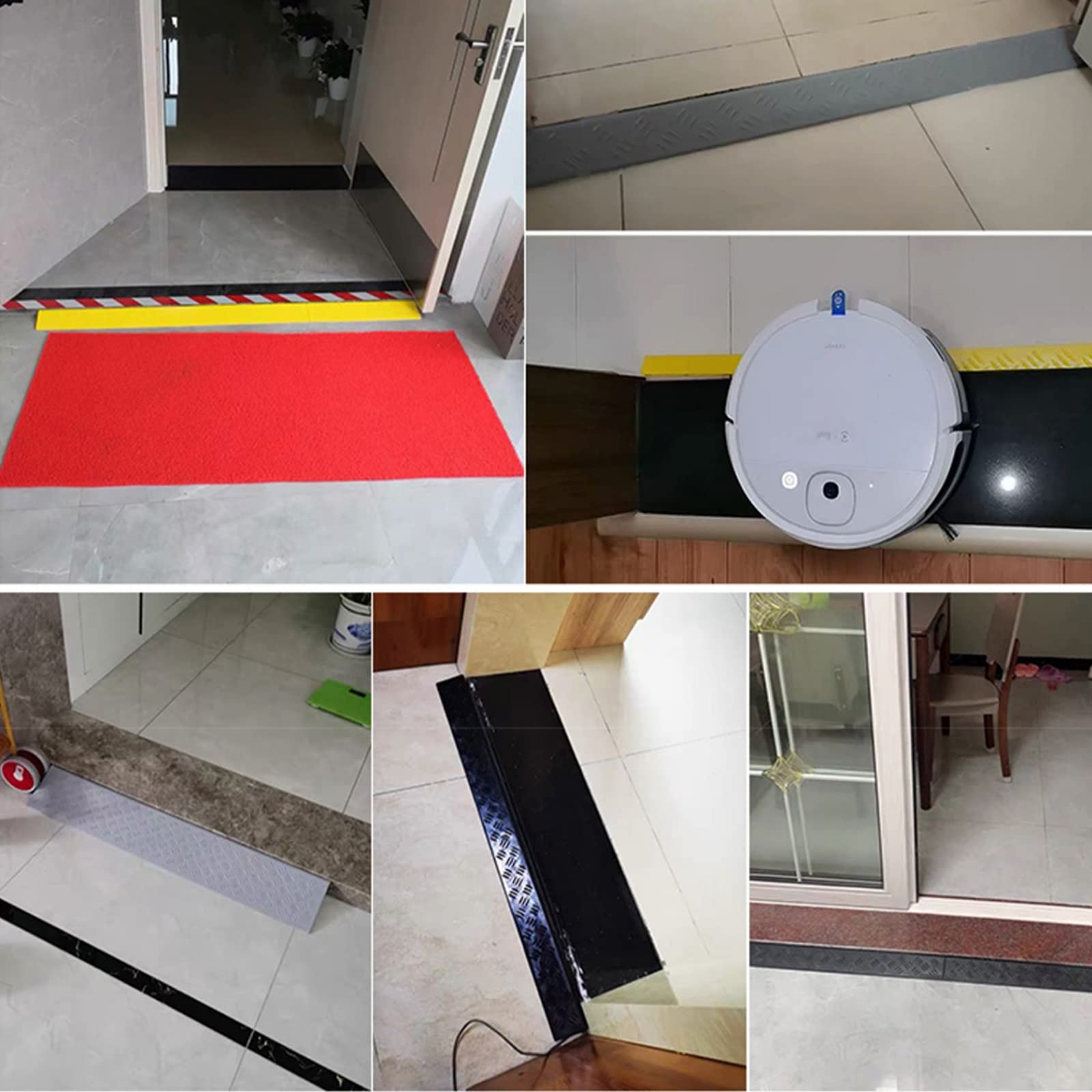 Rampa de umbral de Capacidad para umbral de transición, Superficie Antideslizante, rampas de umbral sólidas para Silla de Ruedas, Scooter, Scooters de Movilidad (Color: Grigio, Tam