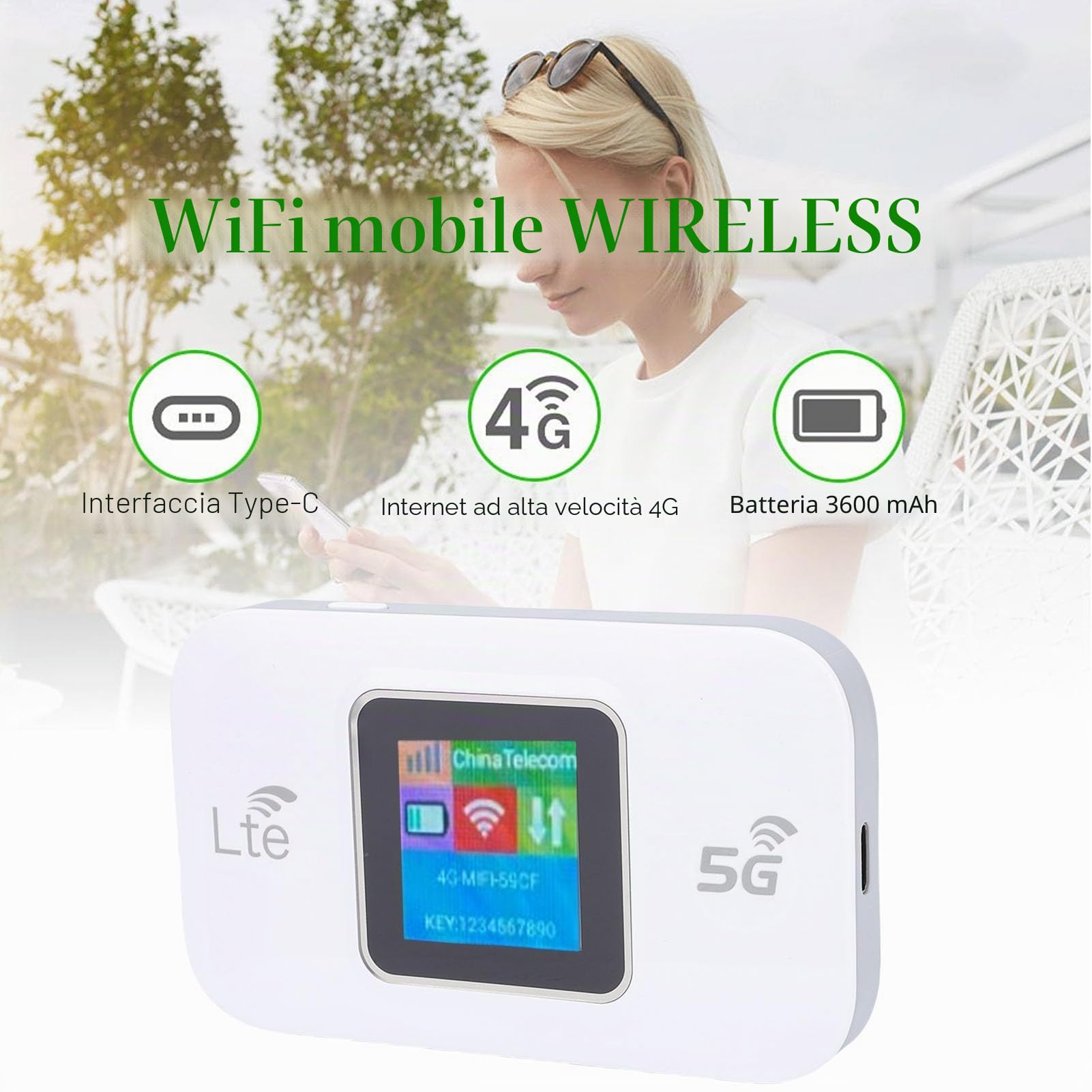 Router Portatile 4G LTE 150 Mbps Con Batteria 2100 MAh – Hotspot Per 10 Dispositivi, Plug And Play