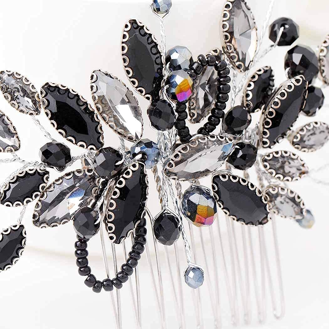 Handcess - Pettine per capelli da sposa, con strass argentati, accessorio per capelli da sposa, per donne e ragazze