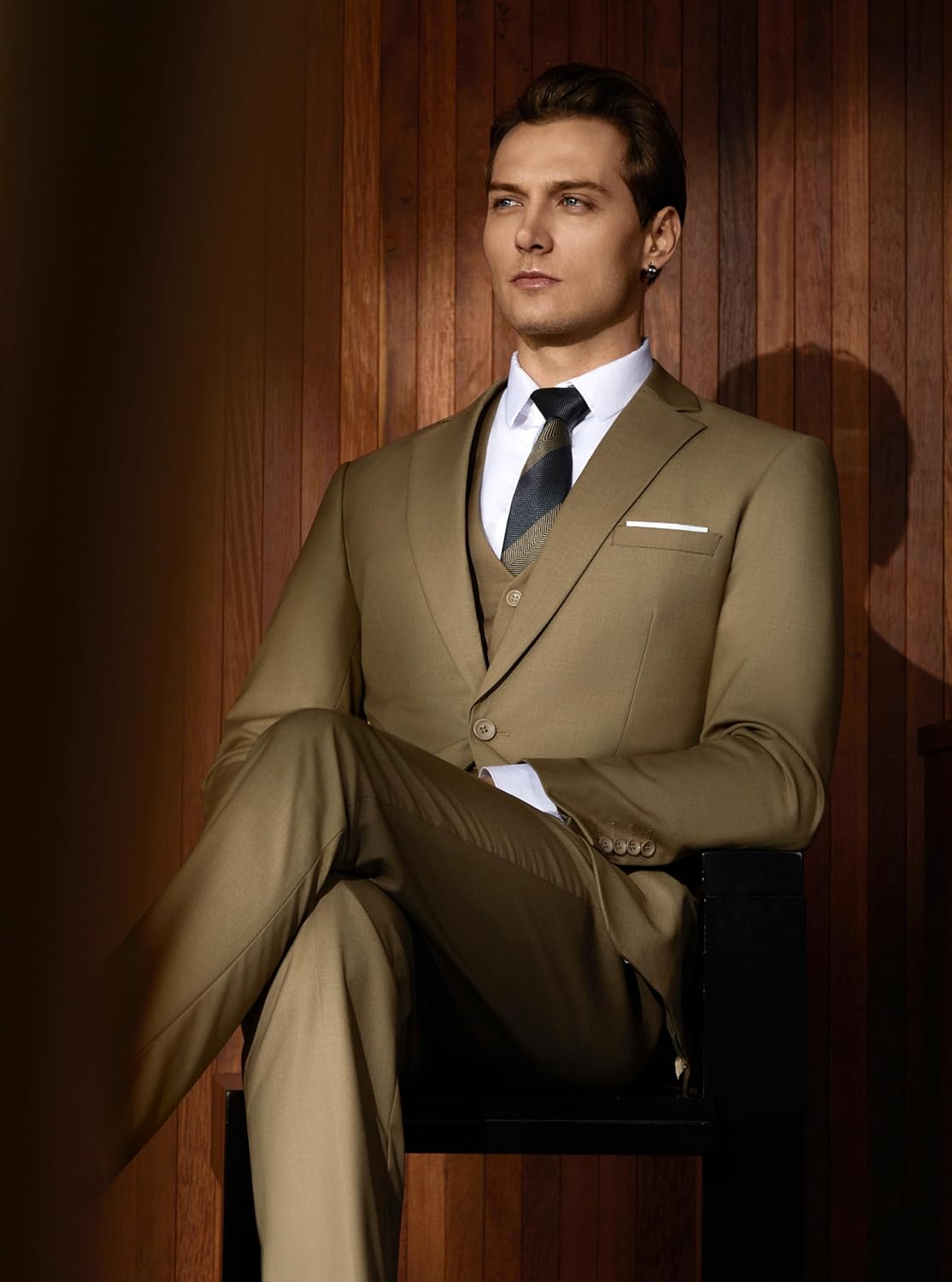 WULFUL Men’s Slim Fit Suit One Button 3-Piece Blazer Dress Business Wedding... - Picture 111 of 257
