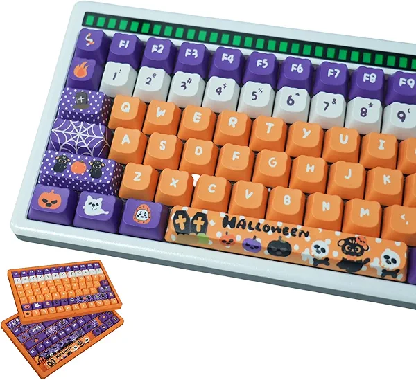 133 PBT Keycaps,Halloween Themed Keycaps for Mechanical Keyboard (Typing, Gaming, Anime Passion)- Panda Shape Keycap Set,5 Side Dye Sublimation, Elegant Gift Box (60 65 75 100 Percent,Full Size Fit)
