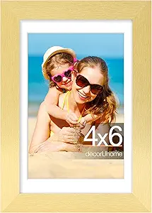 decorUhome 4x6 Picture Frame, Display Pictures 3.5x5 with Mat or 4x6 without Mat, Wall & Tabletop Display Photo Frame, Gold, 1 Pack