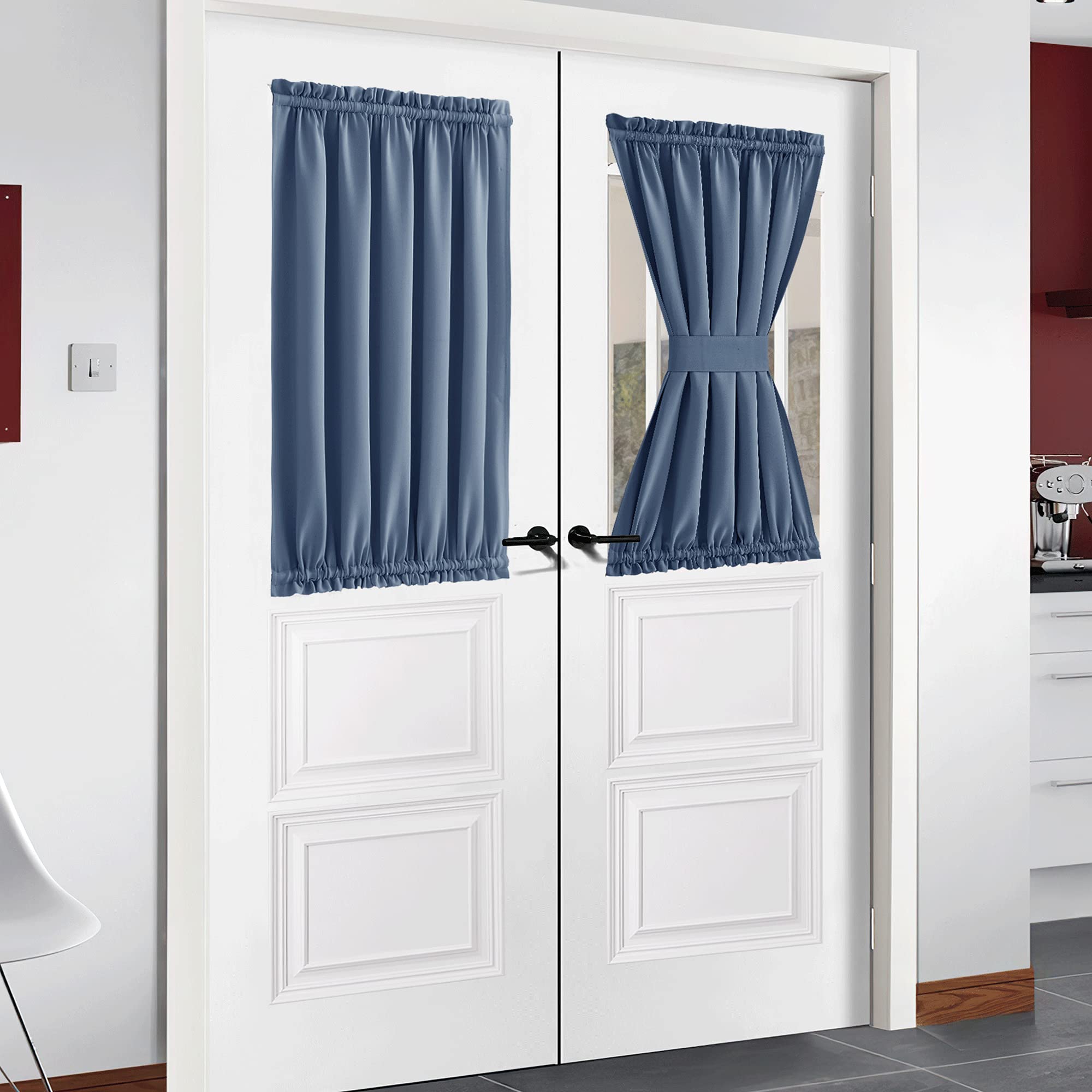 NICETOWN Door Curtain for Doorway - Thermal Insulated Drapes Rod Pocket Blackout Privacy Panel for Living Room Patio Glass Door Window, 54W x 40L, 1 PC, Stone Blue